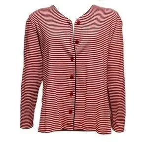 Cabin Creek Top Winter 100% Cotton Button Down Stripe sz Medium